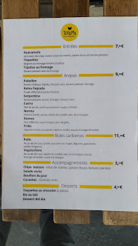 Menu / carte de Totuma - Cuisine Vénézuélienne - Paris 11 à Paris