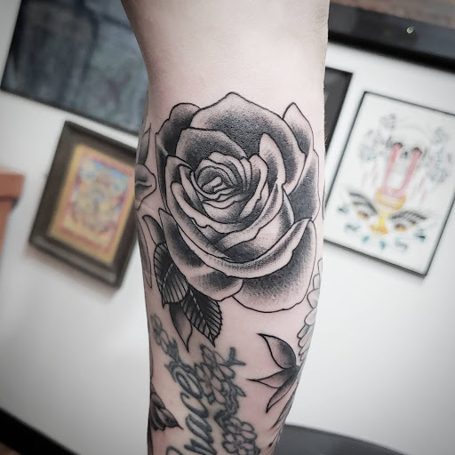 Explore female thigh tattoo ideas, creative tattoo ideas in Bargersville, available at Angels and Demons Tattoo
