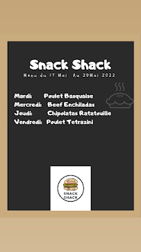 Snack Shack à Laval menu