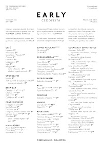 Early à Porto menu