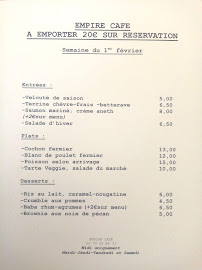 Menu / carte de Empire Café à Vichy
