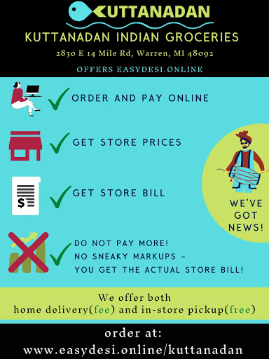 Indian Grocery Store «Kuttanadan Grocery store ( INDIAN GROCERY & ALL INDIAN FISH )», reviews and photos, 2830 E 14 Mile Rd, Warren, MI 48092, USA