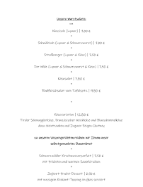 Menu / carte de Gasthaus Kranz Burgberg à Königsfeld im Schwarzwald