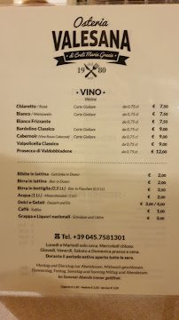 Osteria Valesana à Lazise carte