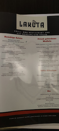 Menu du Restaurant Lakota à Speicher