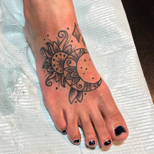 Explore leg tattoo ideas for men, creative tattoo ideas in Groton, available at Black Dragon Tattoo Company