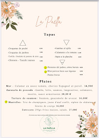 Menu / carte de La Paella à Paris