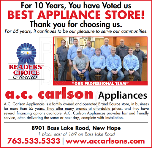 Appliance Store «A. C. Carlson Appliances», reviews and photos, 8901 Bass Lake Rd, Minneapolis, MN 55428, USA