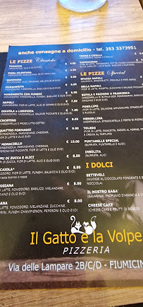 Pizzeria il GATTO e la VOLPE à Fiumicino menu