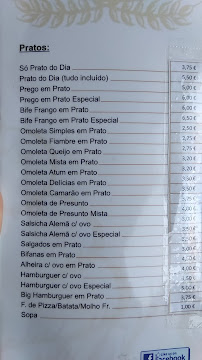 Menu / carte de Confeitaria Nobre à Porto
