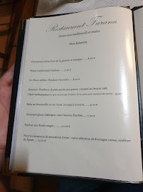 Restaurant Furana à Porto-Vecchio menu