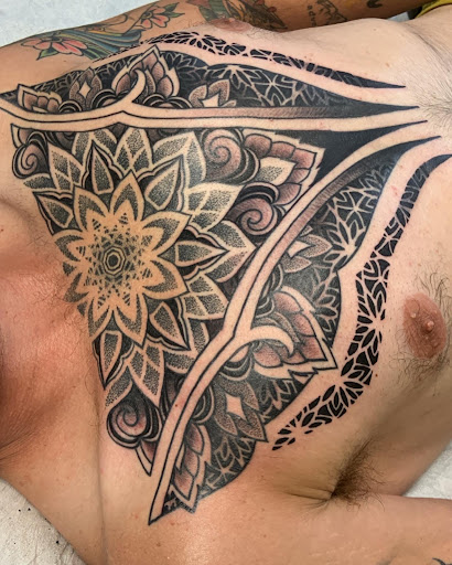 Explore christian tattoo sleeve ideas, creative tattoo ideas in Richland, available at Luna Roja tattoos