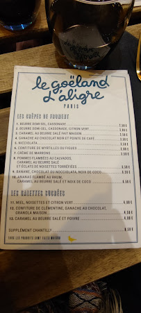Crêperie Le Goéland d'Aligre à Paris menu