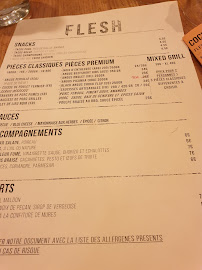 FLESH restaurant à Paris menu