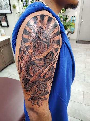 Explore full chest tattoo ideas, creative tattoo ideas in Eagle Lake, available at Artistic ink