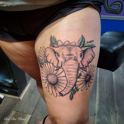 Explore back of ear tattoo ideas, creative tattoo ideas in Virginia Beach, available at World Famous Blue Horseshoe Tattoo and Piercing Independence