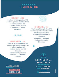 Menu / carte de L' Ecailler Des Beaux Arts à Montpellier