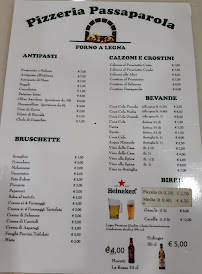 Menu / carte de Passaparola à Rome