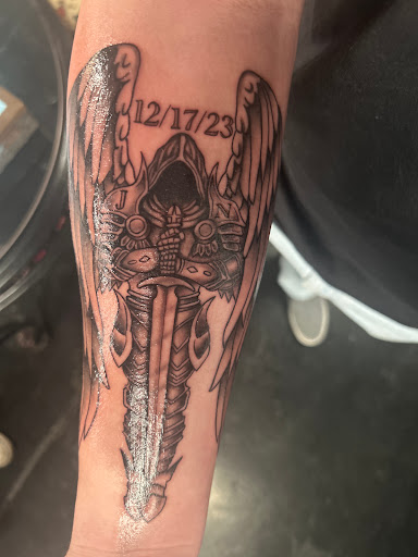 Explore snowboarding tattoo ideas, creative tattoo ideas in Kissimmee, available at Fallen Heroes Tattoo & Piercing (Florida)
