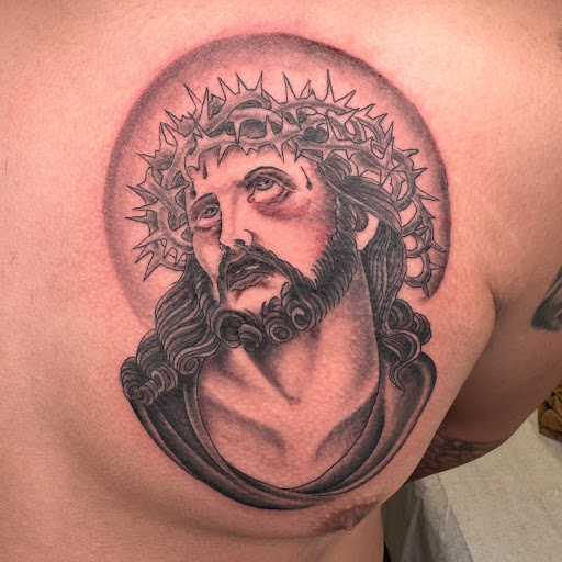 Explore wolf tattoo ideas for men, creative tattoo ideas in Libertyville, available at Lucky Seven Tattoo