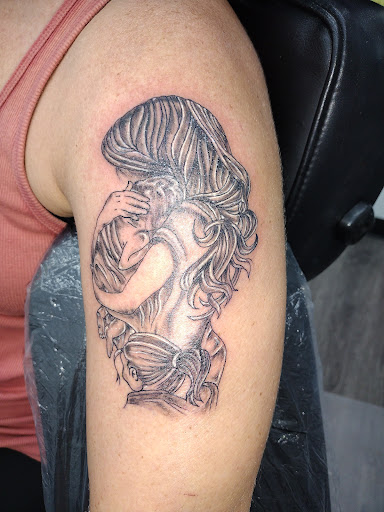 Explore women thigh tattoo ideas, creative tattoo ideas in Royston, available at Mad Tatter Tattoos