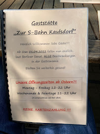 Restaurant „Zur S-Bahn“ à Berlin menu