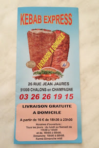 Carte du Kebab Express à Châlons-en-Champagne