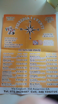 Pizzeria Pizzeria I 4 VENTI à Assemini (le menu)