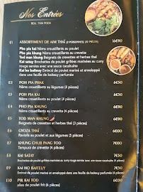 Aim Thaï à Versailles menu