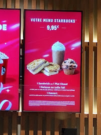 Menu / carte de Starbucks à CRETEIL