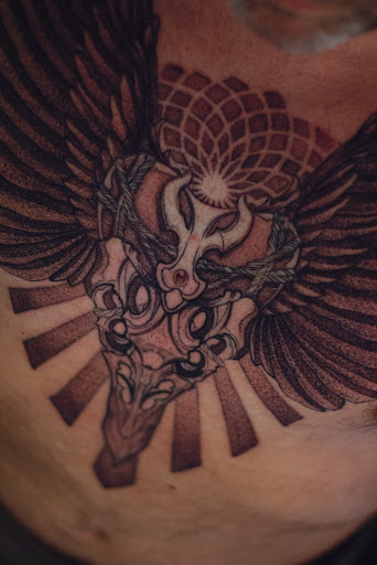 Explore dark tattoos ideas, creative tattoo ideas in Hudson, available at The Bohemian Social Club