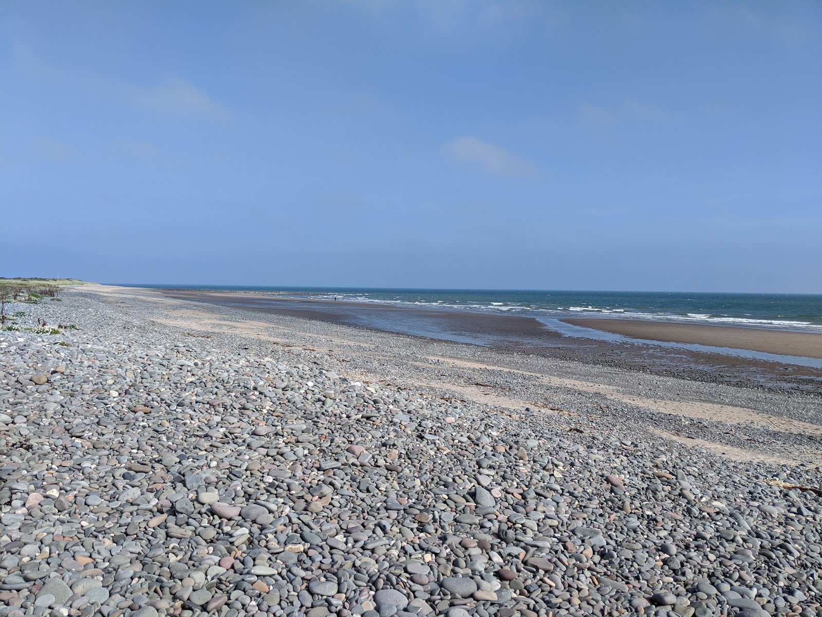Fotografie cu New England Bay Beach cu o suprafață de pietricel cenușiu