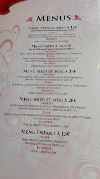 Menu / carte de Restaurant Punjab indien à Montigny-le-Bretonneux