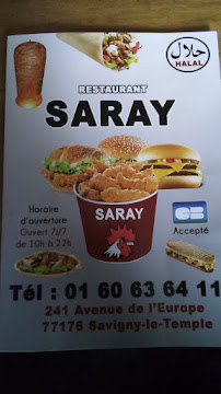 Carte du Restaurant SARAY à Savigny-le-Temple