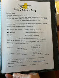 Menu / carte de Gaststätte Adler à Hohenstein