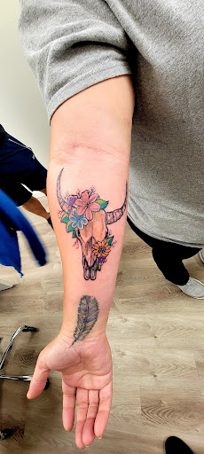 Explore bull skull tattoo ideas, creative tattoo ideas in Conway, available at Primal Urge Tattoos