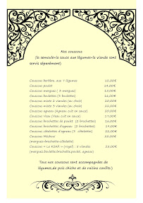 Restaurant tunisien Restaurant Le Ksar à Ostwald (le menu)