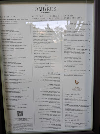 Les Ombres à Paris menu