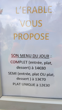 Menu / carte de L'Erable SARL à Monéteau