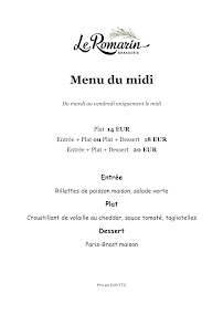 Menu / carte de Le Romarin , Etampes à Étampes