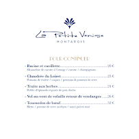 Carte du Bateau Restaurant La Petite Venise à Montargis