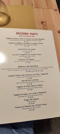 Carte du Osteria Pizzeria La Piana à Siena