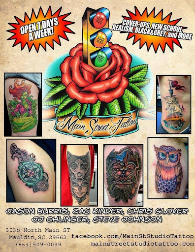 Tattoo Shop «Main Street Tattoo», reviews and photos, 303 N Main St, Mauldin, SC 29662, USA