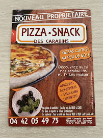 Menu / carte de Pizzas des carabins à Fos-sur-Mer