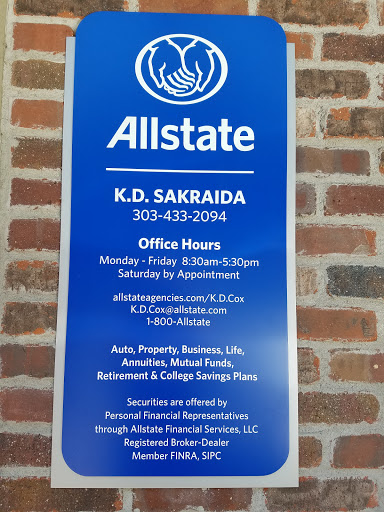 Allstate Insurance Agent: K.D. Sakraida, 1932 W 33rd Ave, Denver, CO 80211, USA, Insurance Agency