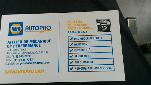 NAPA AUTOPRO - Atelier de Mécanique CP Performance Inc, 2743 Boulevard Talbot, Stoneham-et-Tewkesbury, QC G3C 1K2, Canada, 