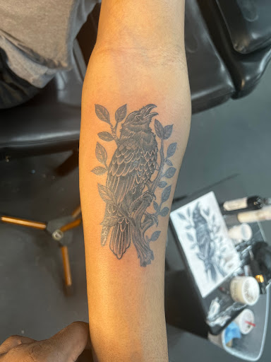 Explore mens patchwork tattoo ideas, creative tattoo ideas in Gulfport, available at Phantom Art Studio