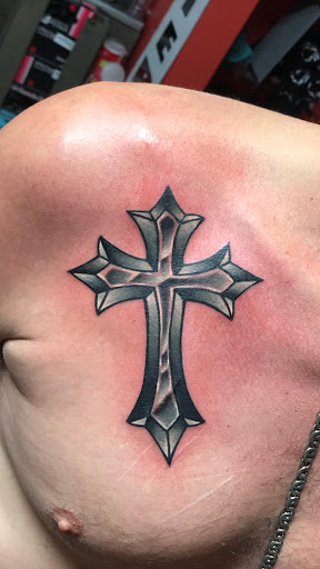 Explore blessed neck tattoo ideas, creative tattoo ideas in Gadsden, available at Old School Ink Electric Tattooing