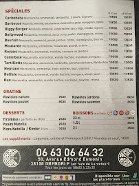 La Pizzeria du Village à Grenoble carte