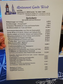 Restaurant allemand Goode Wind à Norden (la carte)